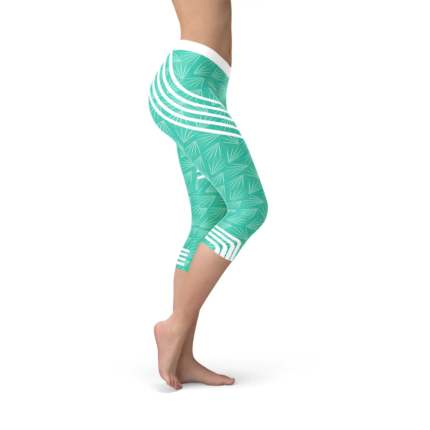 Turquoise Women's Sports Capri Leggings