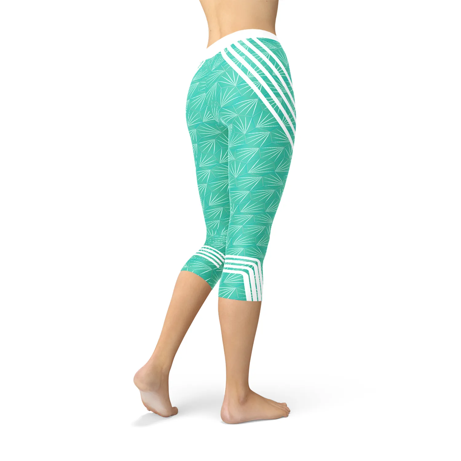 Turquoise Women's Sports Capri Leggings