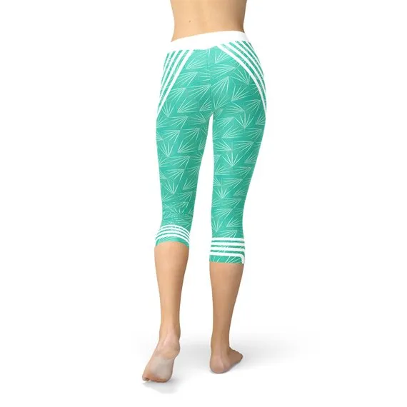 Turquoise Women's Sports Capri Leggings