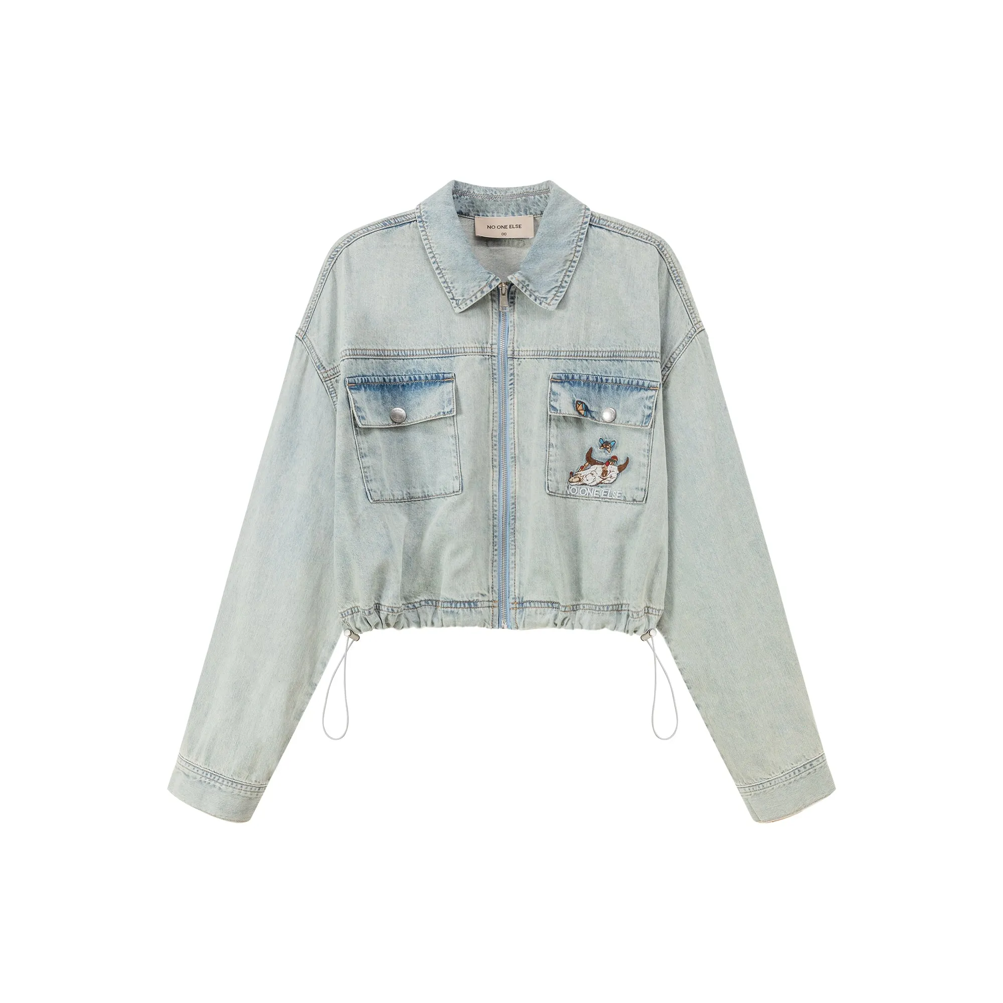 Two-Way Zip-Up Denim Jacket