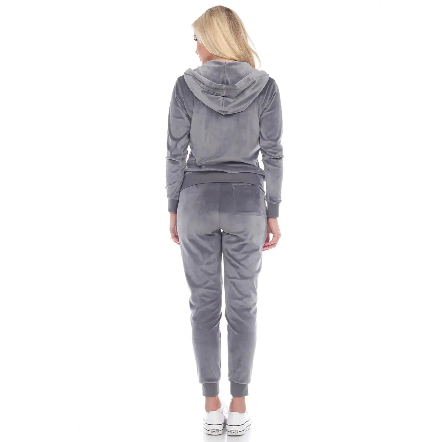 Velour 2 Piece Charcoal Tracksuit Set