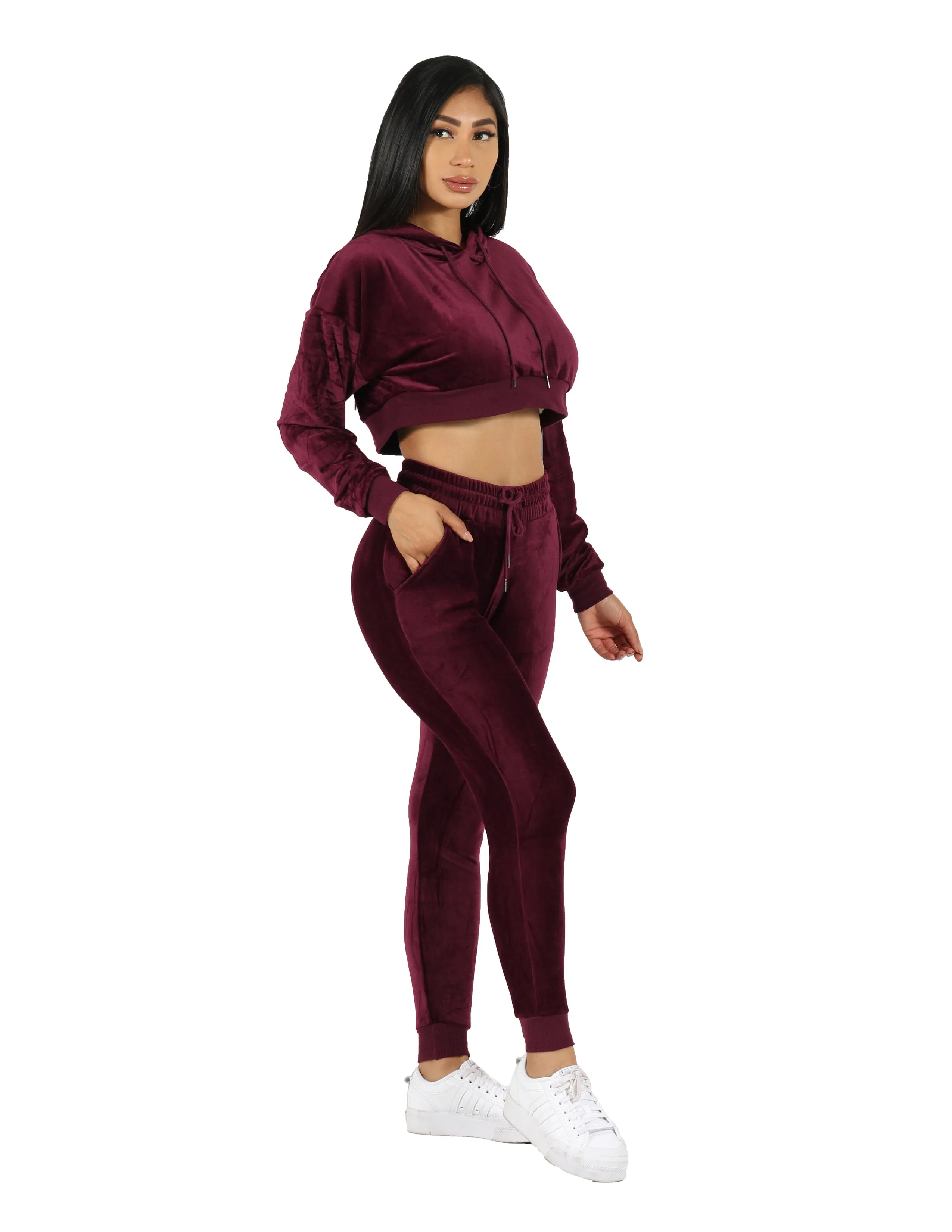 Velour Crop Top & Jogger Set