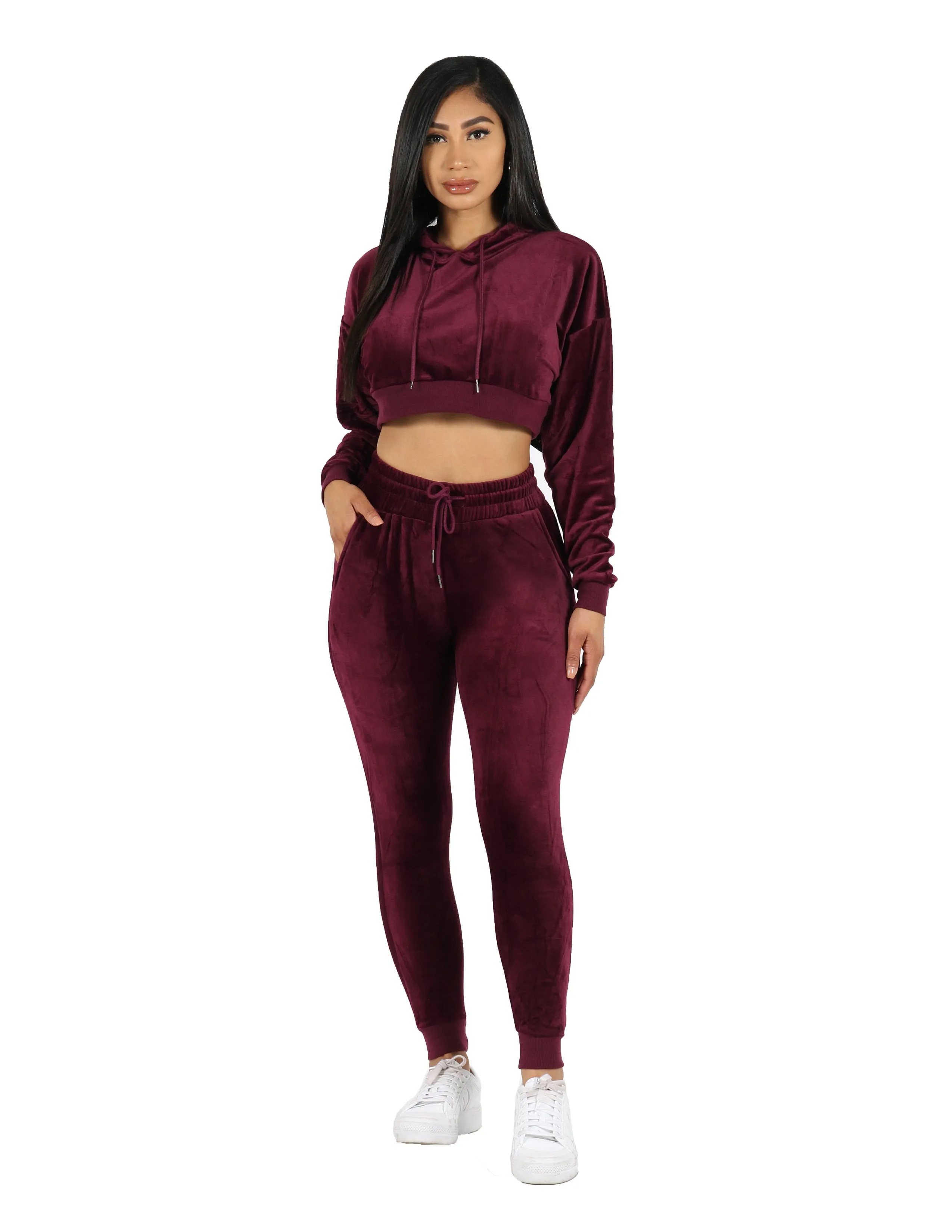 Velour Crop Top & Jogger Set