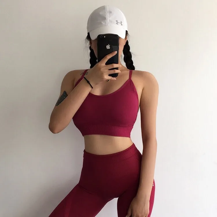 Women Sports Workout Clothes Tracksuit Sports Bra Leggings Set