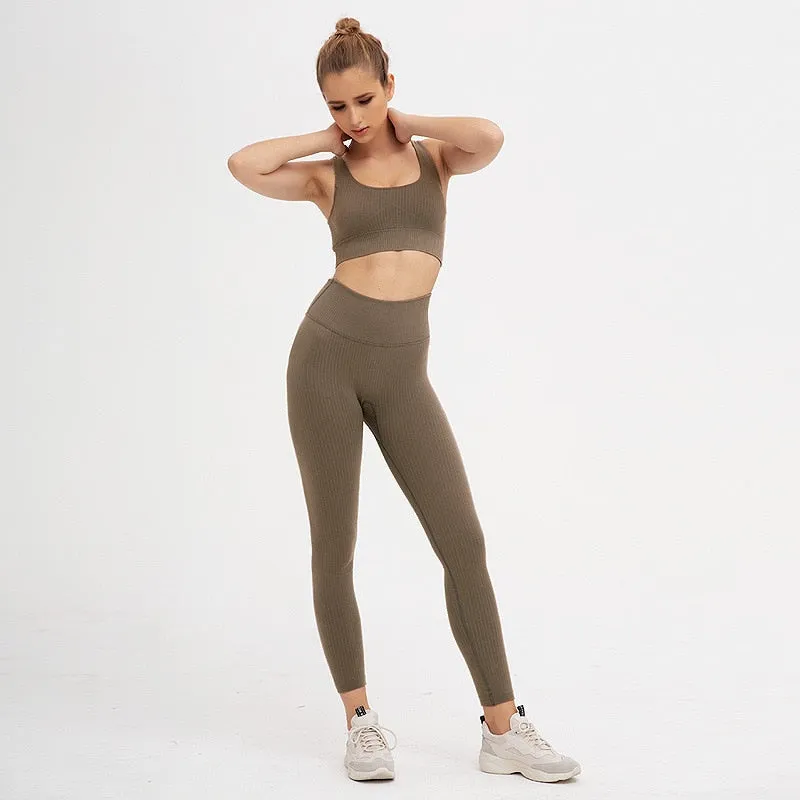 Women Sports Workout Clothes Tracksuit Sports Bra Leggings Set