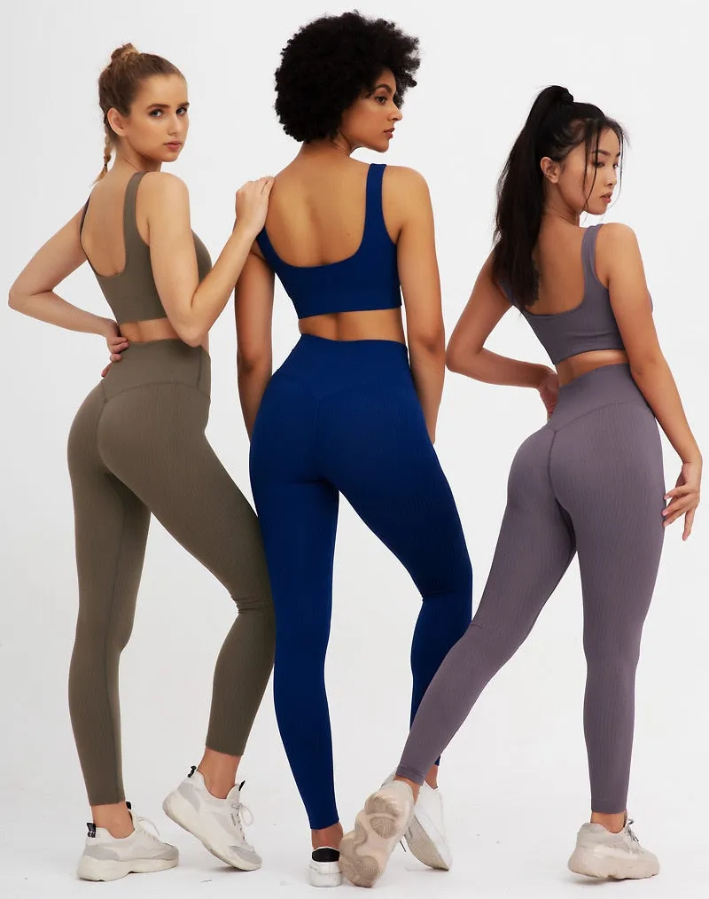 Women Sports Workout Clothes Tracksuit Sports Bra Leggings Set