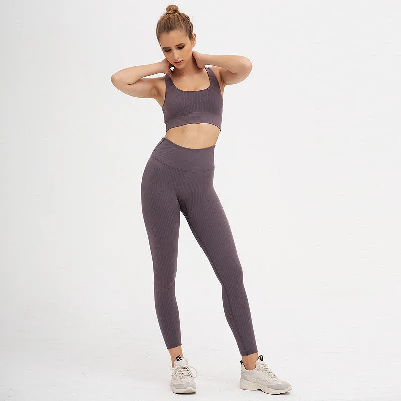 Women Sports Workout Clothes Tracksuit Sports Bra Leggings Set