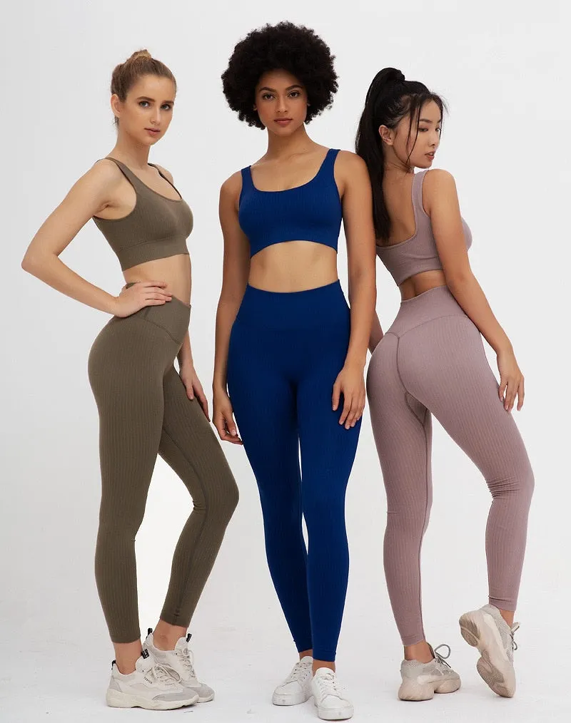 Women Sports Workout Clothes Tracksuit Sports Bra Leggings Set