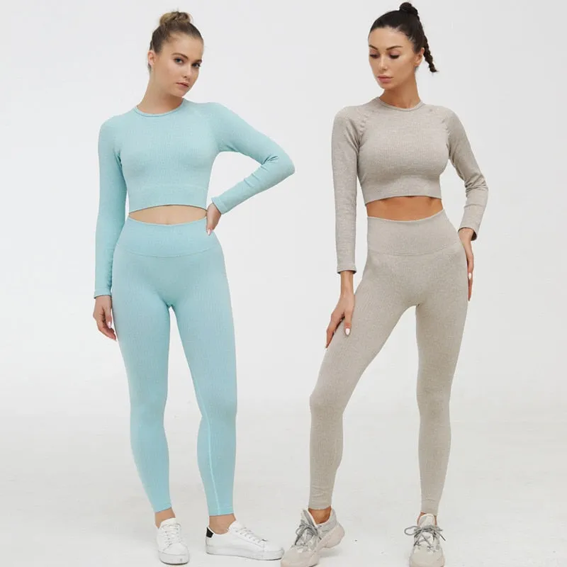 Women Sports Workout Clothes Tracksuit Sports Bra Leggings Set