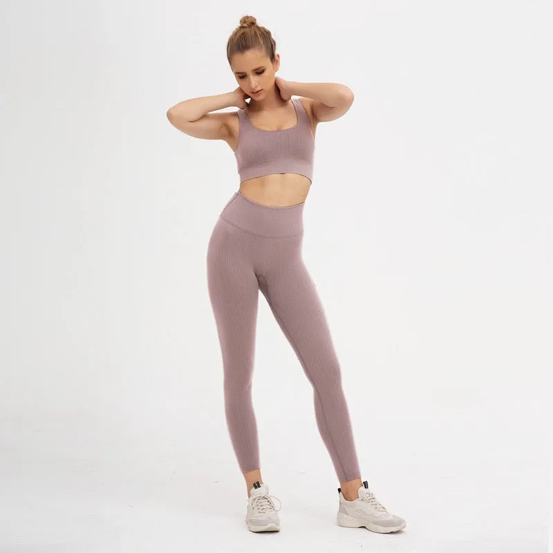 Women Sports Workout Clothes Tracksuit Sports Bra Leggings Set