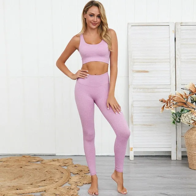 Women Sports Workout Clothes Tracksuit Sports Bra Leggings Set