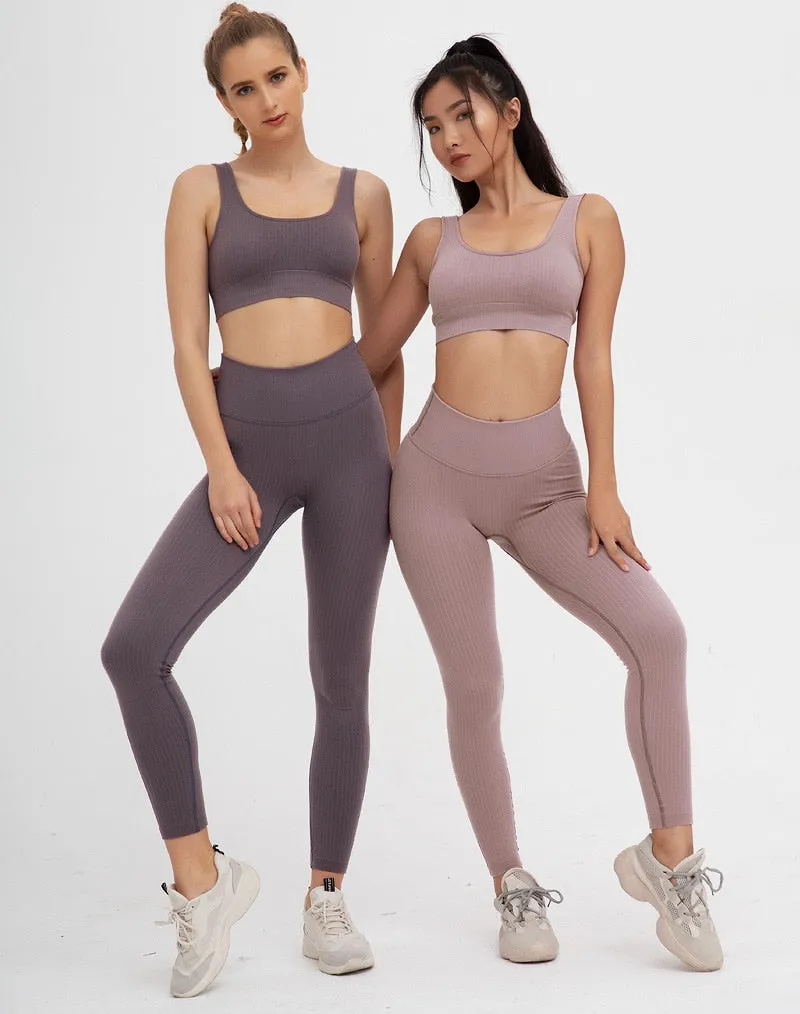 Women Sports Workout Clothes Tracksuit Sports Bra Leggings Set