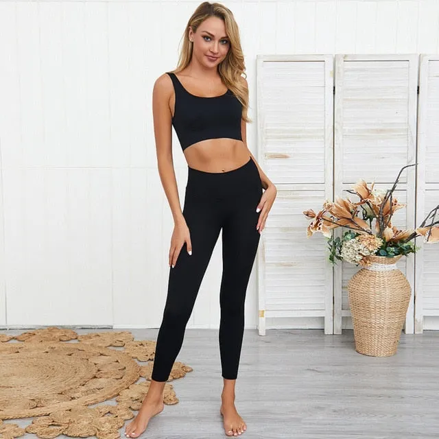 Women Sports Workout Clothes Tracksuit Sports Bra Leggings Set