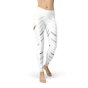 Women's Premium White Striped Performance Leggings