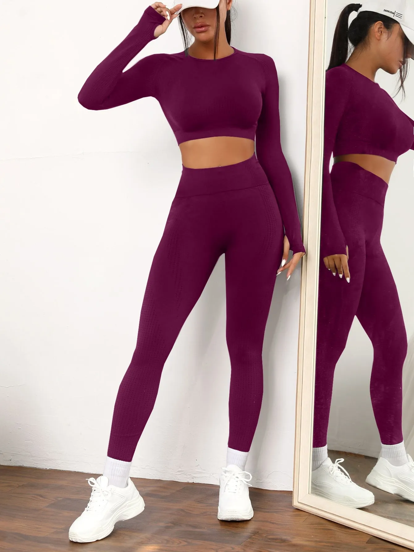 Yoga Basic Seamless Raglan Sleeve Sports Set