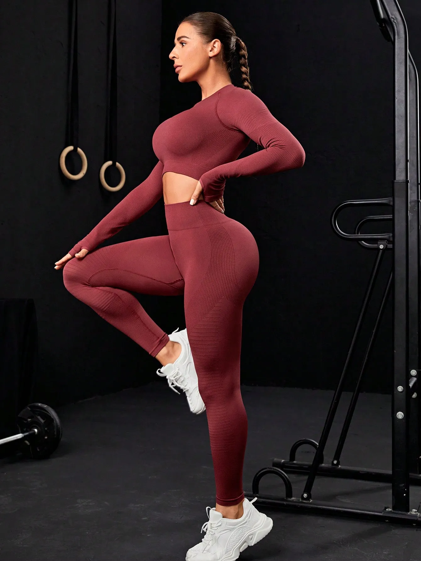 Yoga Basic Seamless Raglan Sleeve Sports Set