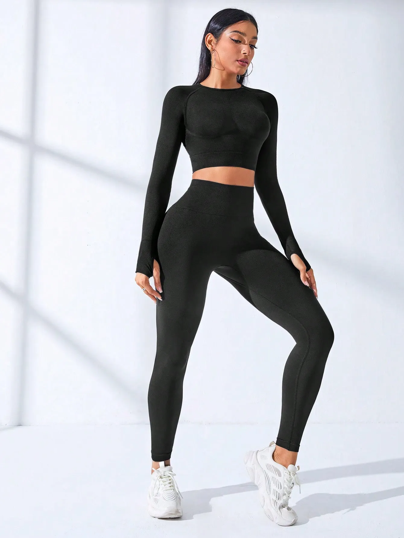 Yoga Basic Seamless Raglan Sleeve Sports Set