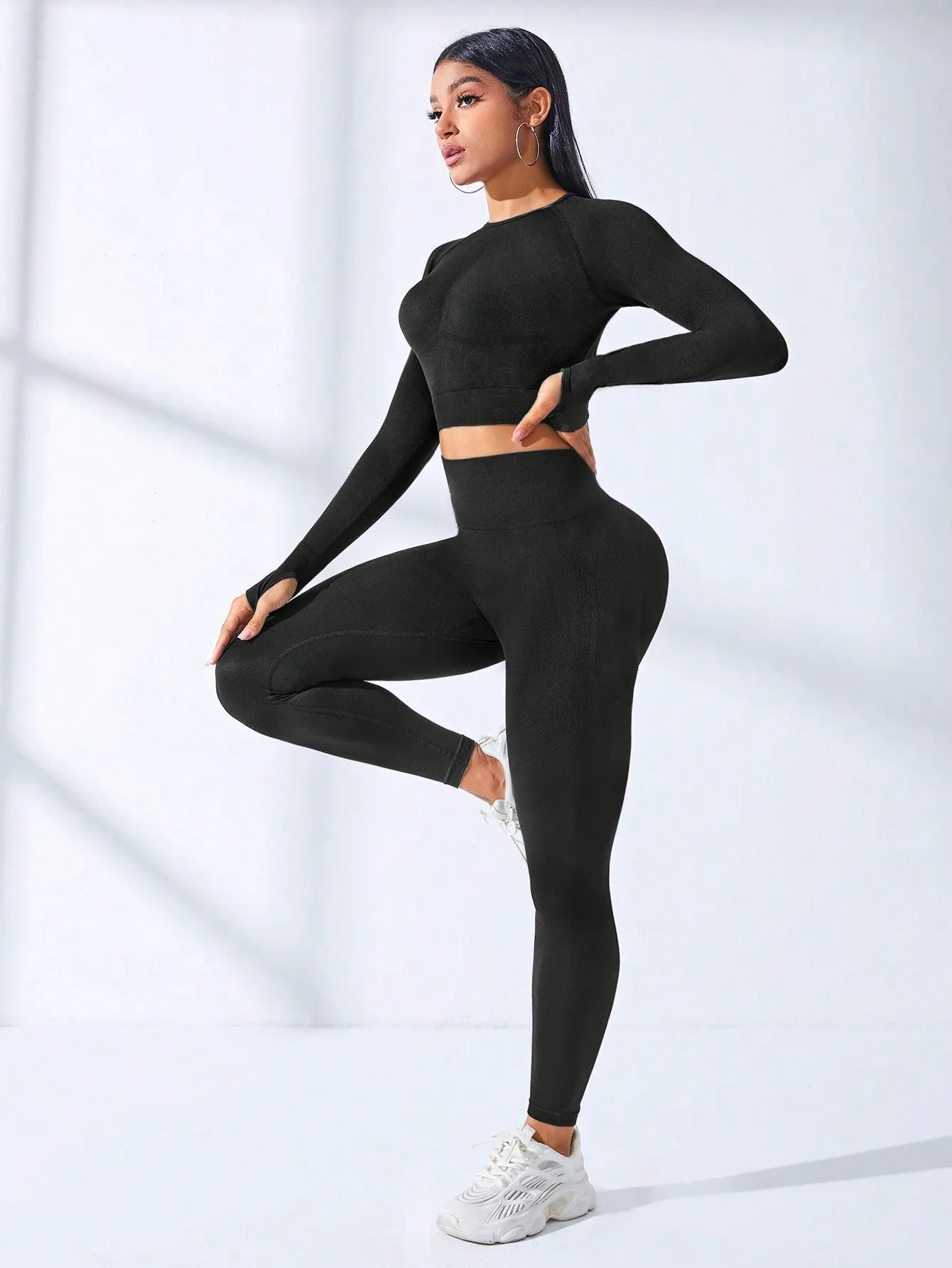 Yoga Basic Seamless Raglan Sleeve Sports Set