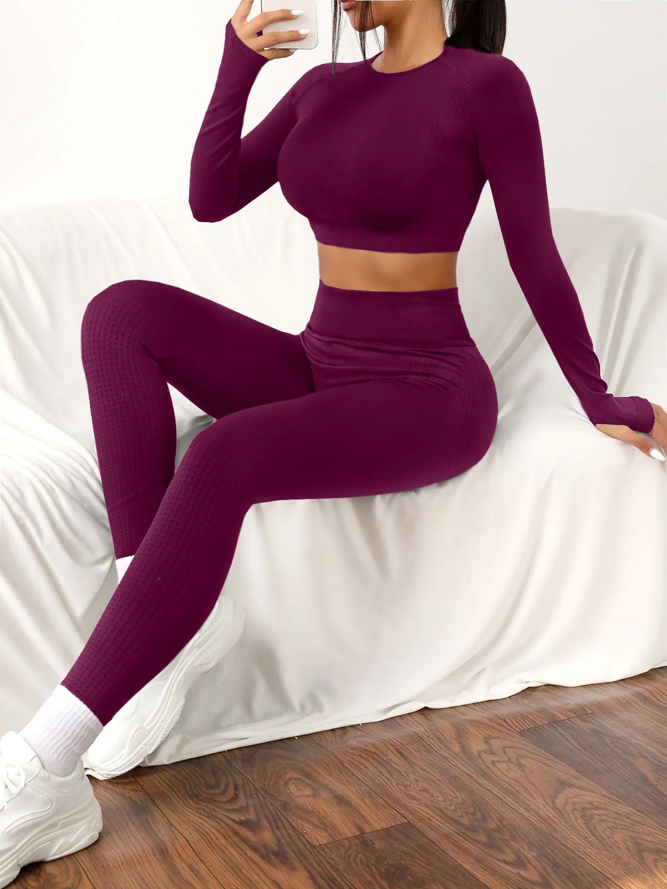 Yoga Basic Seamless Raglan Sleeve Sports Set